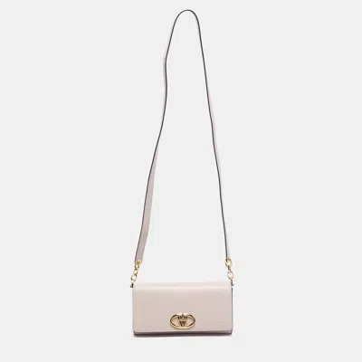 Pre-owned Valentino Garavani Pink Leather Vlogo The Bold Edition Wallet On Strap
