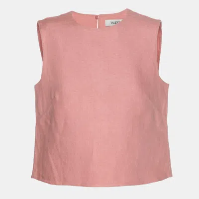 Pre-owned Valentino Pink Linen Sleeveless Top S