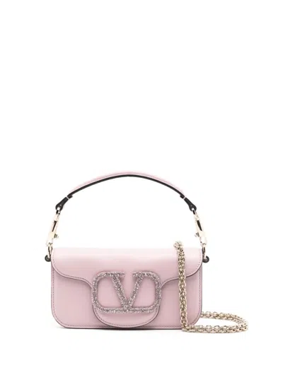 Valentino Garavani Pink Loco Crystal-embellished Small Shoulder Bag