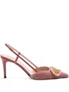 Valentino Garavani Vlogo Signature Slingback Pumps In Velvet With Jewel Logo 80mm Woman Phard 40.5 In Pink