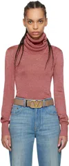 Valentino Pink Maglia Solid Lurex Turtleneck In R9d Blush Rose