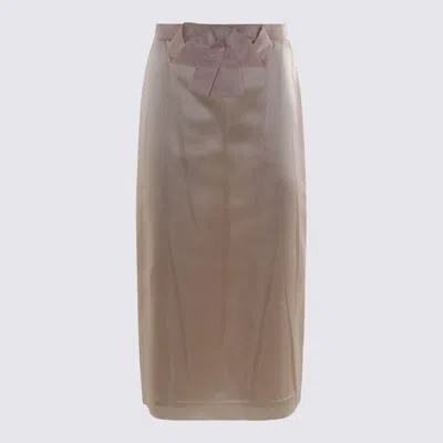 Valentino Champagne Silk Skirt In Brown
