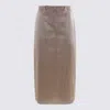 Valentino Midi Skirt With Back Slit And Bow In Brown