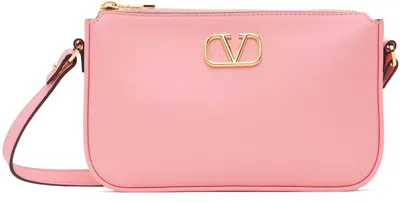 Valentino Garavani Pink Mini Vlogo Signature Calfskin Crossbody Bag In Zqq Bubble
