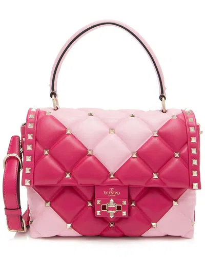 Valentino Garavani Valentino Pink Nappa Leather Candystud Medium Top Handle (authentic Pre-loved)