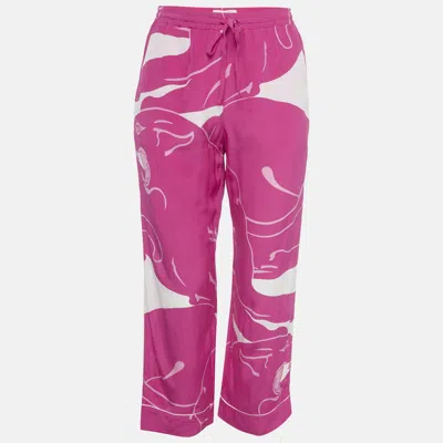 Pre-owned Valentino Pink Panther Motif Silk Capri S