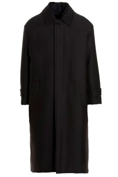 Valentino Pink Pp Collection Reversible Long Coat In Black