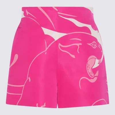 Valentino Printed Silk-twill Shorts In Pink