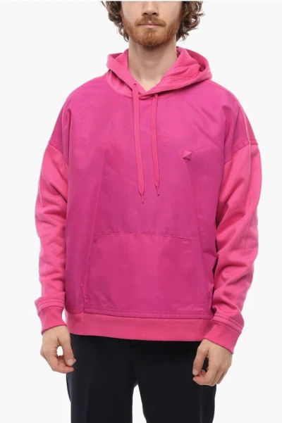 VALENTINO PINK PP NYLON INSERT ICONIC STUD HOODIE