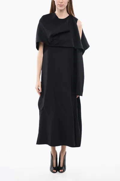 Valentino Pink Pp Wool-blend Cape Dress With Loose Fit In Nero