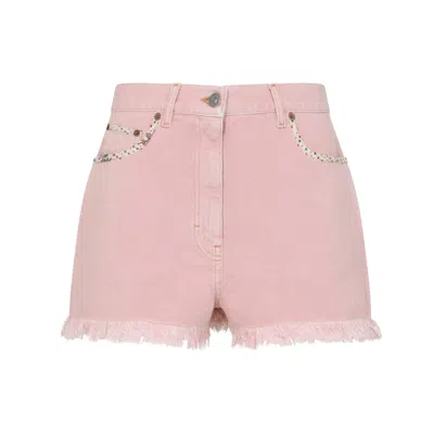 Valentino Pink Printed Shorts In Purple