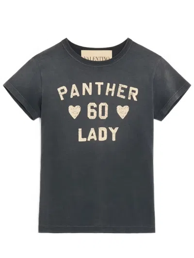 Valentino Pink Purple Cotton T-shirt In Black