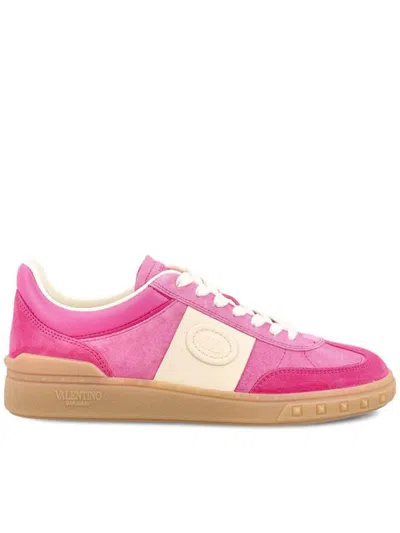 Valentino Garavani Low Top Sneakers Contrast Panels Rubber Sole In Pink