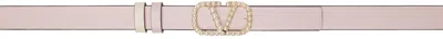 Valentino Garavani Pink Reversible Vlogo Signature Belt In J49 Rose Quartz-ligh