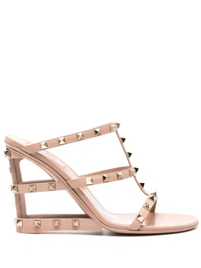 Valentino Garavani 100mm Rockstud-embellished Caged Mules In Neutrals