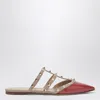 Valentino Rockstud Patent Leather Flat Mules In Pink