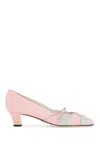Valentino Embellished Bow Detail Pumps With Low Block Heel In Pink