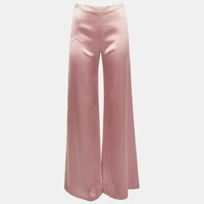 Pre-owned Valentino Pink Satin Silk Flared Trousers S