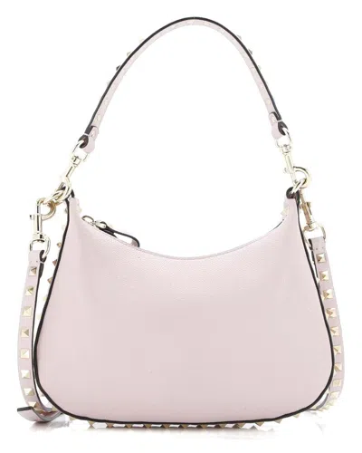 Valentino Garavani Valentino Pink Sheep Leather Rockstud Zip Hobo Bag Small (authentic Pre-loved) In Purple