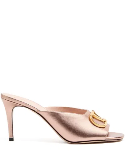 Valentino Garavani Vlogo 85 Laminated Leather Mules In Pink