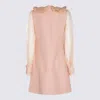 Valentino Peter Pan Collared Ruffle Bib Mini Dress In Rose Mist
