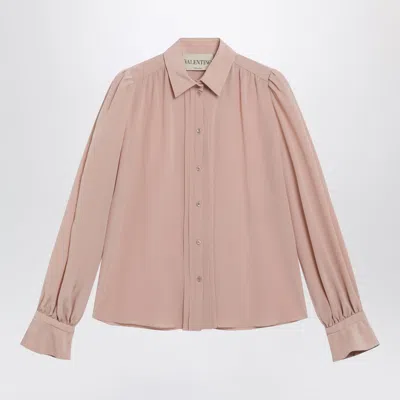 Valentino Long-sleeved Silk Shirt In Brown