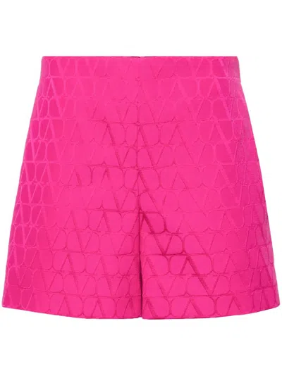 Valentino Vlogo Toile Iconographe Shorts In Pink