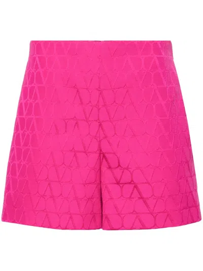 VALENTINO VLOGO JACQUARD TAILORED SHORTS - WOMEN'S - POLYESTER/COTTON/SILK