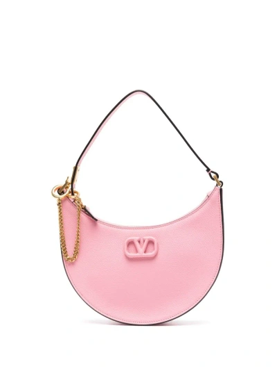 Valentino Garavani Pink Vlogo Signature Leather Shoulder Bag