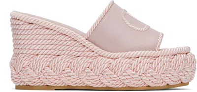 VALENTINO GARAVANI PINK VLOGO TORCHON WEDGE SLIDE SANDALS