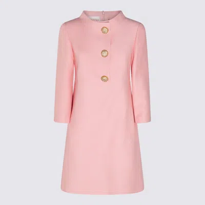 Valentino Pink Wool Mini Dress In Pale Rose
