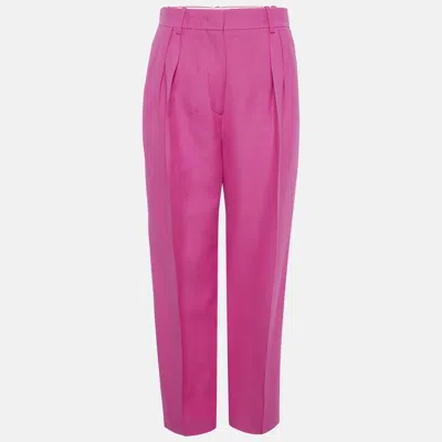 Pre-owned Valentino Pink Wool Pleated Trousers S