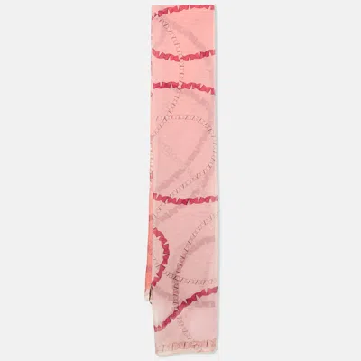 Pre-owned Valentino Garavani Pink/red Ombre Printed Silk Stole