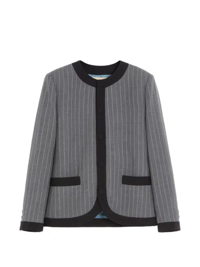 Valentino Jacke Mit Nadelstreifen In Gray