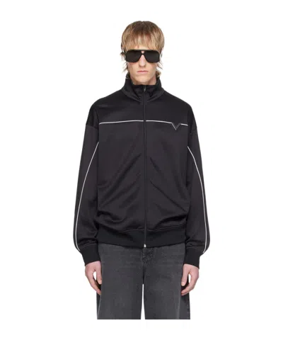 Valentino Piped-trim Detail Track Jacket In Black