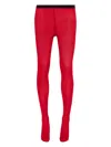 Valentino Piped-trim Tights In Red