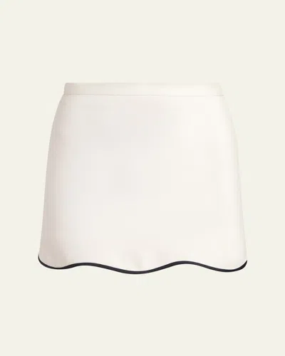 Valentino Piped Wave Hem Miniskirt In White