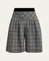 Valentino Check Wool Bermuda Shorts In Gray