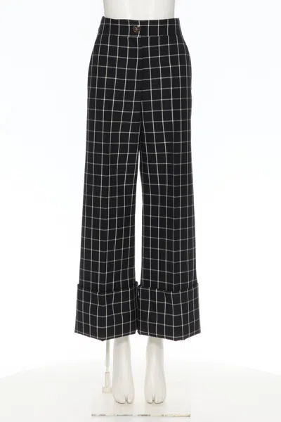Valentino Plaid Casual Pants In Black