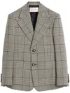 Valentino Virgin Wool Houndstooth Blazer In Gray