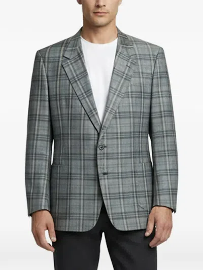 Pre-owned Valentino Plaid Cotton Blazer In Grey