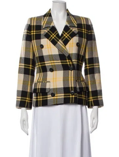 Pre-owned Valentino Plaid Print Blazer In Black