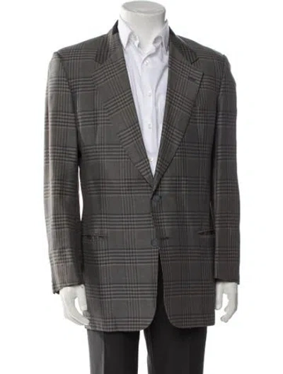 Pre-owned Valentino Plaid Print Blazer In Black
