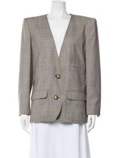 Pre-owned Valentino Plaid Print Blazer In Black
