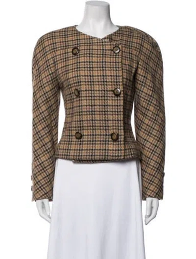 Pre-owned Valentino Plaid Print Blazer In Brown