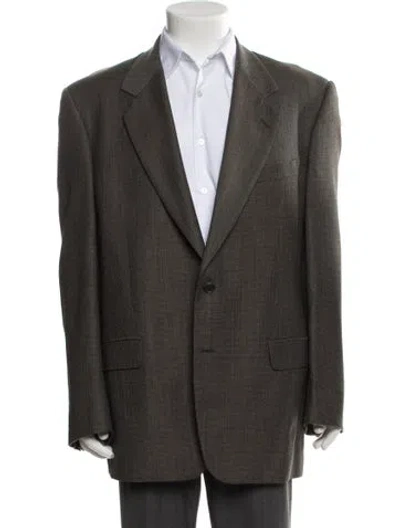 Pre-owned Valentino Plaid Print Blazer In Gray