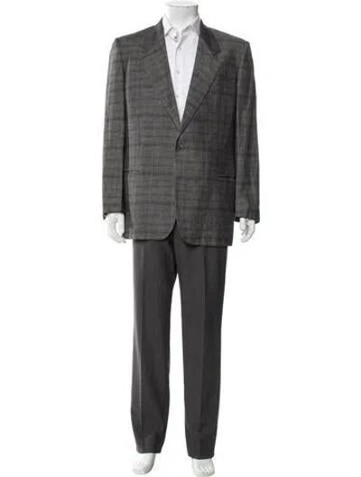 Pre-owned Valentino Plaid Print Blazer In Gray