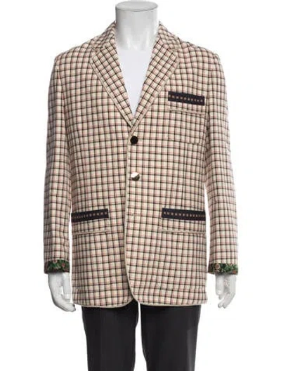 Pre-owned Valentino Plaid Print Blazer In Neutral