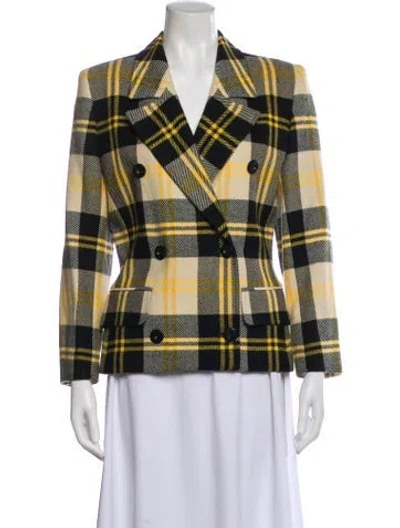 Pre-owned Valentino Plaid Print Blazer In Yellow