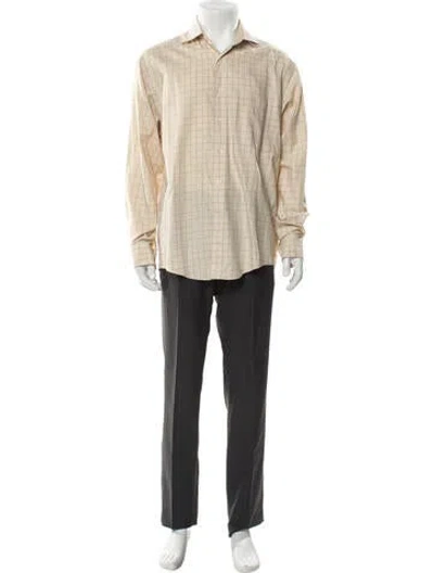 Pre-owned Valentino Plaid Print Long Sleeve Shirt In Neutral